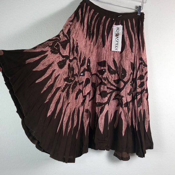 Kaktus Skirt Small Rayon Pink Brown - Picture 2 of 8